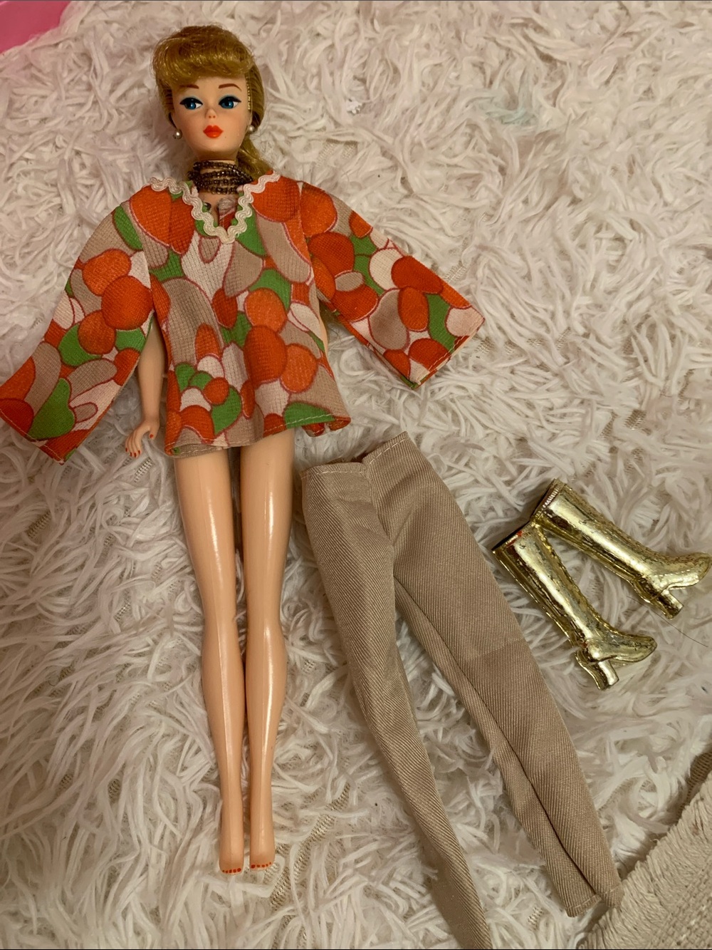 Retro look Barbie with 70s like handmade top